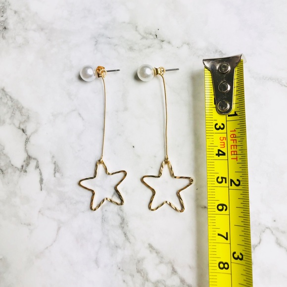 HP❤️New! Star Pearl Linear Long Drop Earrings - Picture 6 of 6